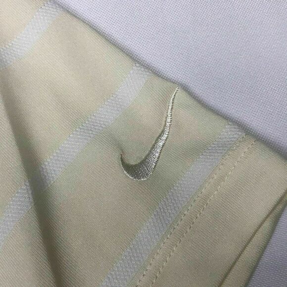 NIKE AJ5231133 WOMENS SZ M DRI-FIT STRIPE GOLF POLO SHIRT YELLOW WHITE - Picture 3 of 4